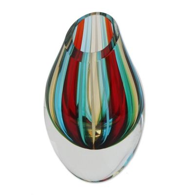 Alternate image for Striped Murano-Style Art Glass Vase 6 Inch Circus