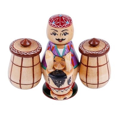 Alternate image for Painted Traditional Wood Figurine of Tajik Merchant  Donkey Tajik Vendor