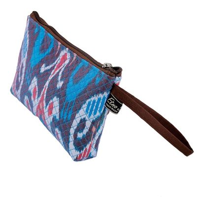 Alternate image for Traditional Ikat Patterned Cosmetic Bag with Zipper Closure Elegant Ideas