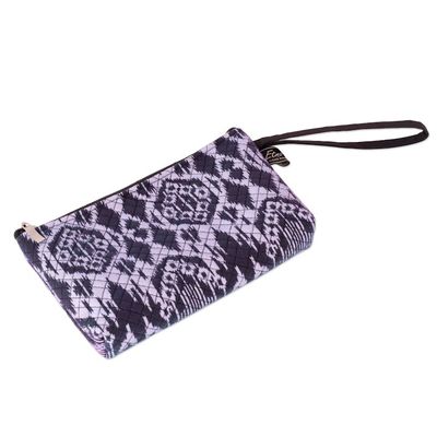 Alternate image for Cosmetic Bag with Zipper Closure and Navy Ikat Pattern Navy Trends