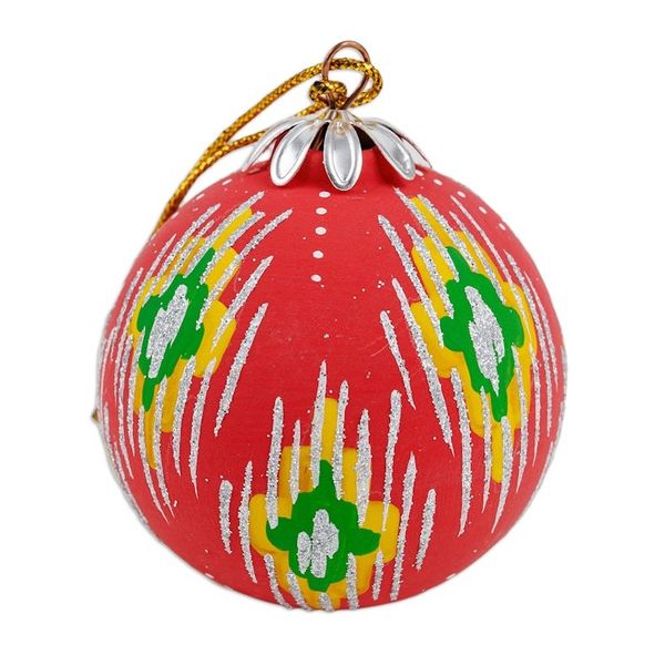 Alternate image for Hand-Painted Traditional Round Red Ceramic Ornament Red Folktales
