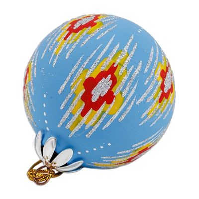 Alternate image for Hand-Painted Traditional Round Blue Ceramic Ornament Blue Folktales