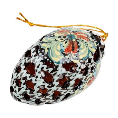 Alternate image for Hand-Painted Traditional Floral Pinecone Ceramic Ornament Kingdoms Pinecone