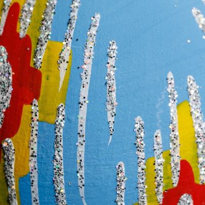 Alternate image for Hand-Painted Traditional Round Blue Ceramic Ornament Blue Folktales