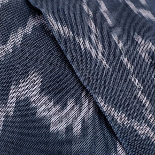 Alternate image for Handwoven Ikat Patterned Blue Cotton Scarf with Fringes Blue Frequencies