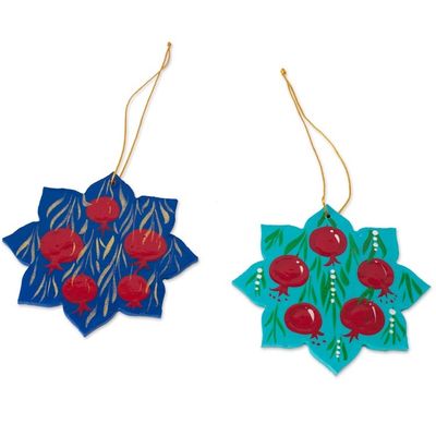 Alternate image for Pair of Lacquered Wood Star Ornaments Handmade in Uzbekistan Splendid Stars