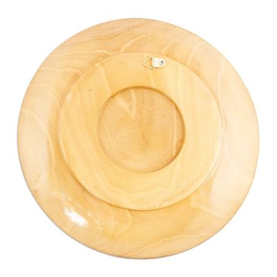 Alternate image for Hand-Carved Traditional Painted Floral Walnut Wood Wall Art Memories of a Paradise