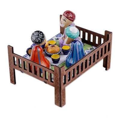 Alternate image for Hand-Painted Traditional Pine and Birch Wood Sculpture Sage Meeting