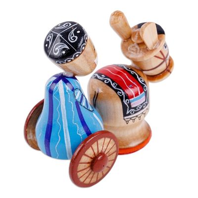 Alternate image for Painted Traditional Wood Figurine of Tajik Merchant in Blue Tajik Trader