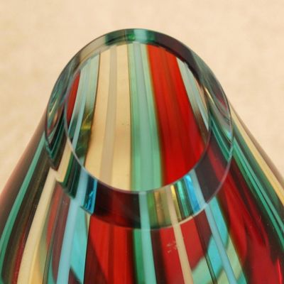 Alternate image for Striped Murano-Style Art Glass Vase 6 Inch Circus