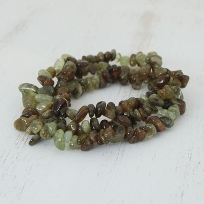 Alternate image for Green Garnet Beaded Stretch Bracelets Set of 3 Garnet Glory in Green