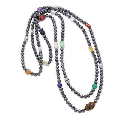 Alternate image for Brazilian Handcrafted Multi-Gemstone Long Beaded Necklace Glamorous Rainbow