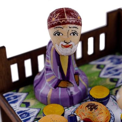 Alternate image for Hand-Painted Traditional Pine and Birch Wood Sculpture Sage Meeting