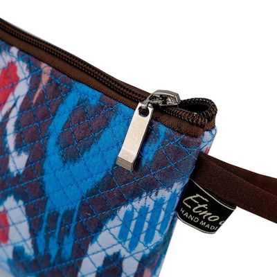 Alternate image for Traditional Ikat Patterned Cosmetic Bag with Zipper Closure Elegant Ideas