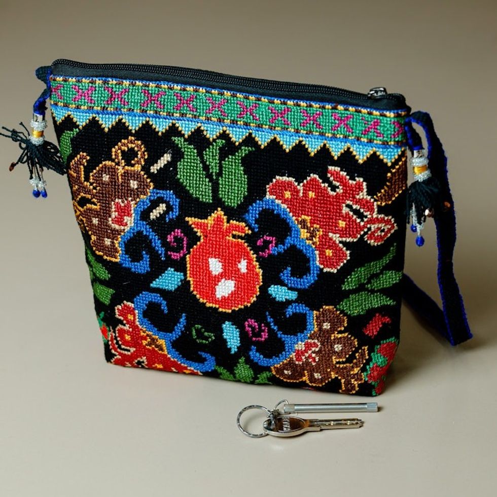 Pomegranate-Themed Iroki Embroidered Sling in Vibrant Hues 'Sweet Season'