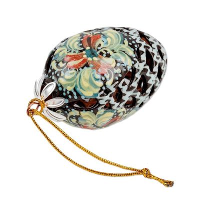 Alternate image for Hand-Painted Traditional Floral Pinecone Ceramic Ornament Kingdoms Pinecone