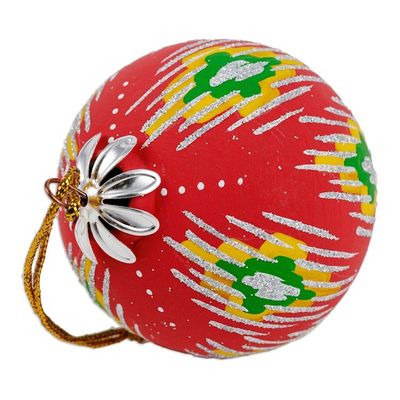 Alternate image for Hand-Painted Traditional Round Red Ceramic Ornament Red Folktales