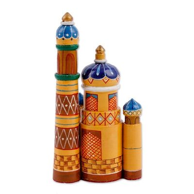 Alternate image for Hand-Painted Traditional Pine and Birch Wood Minarets Dushanbe Minarets