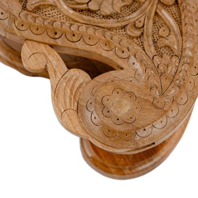 Alternate image for Hand-Carved Paisley-Shaped Leafy Walnut Wood Puzzle Box Portal to the Paisley Forest
