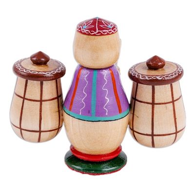 Alternate image for Painted Traditional Wood Figurine of Tajik Merchant  Donkey Tajik Vendor