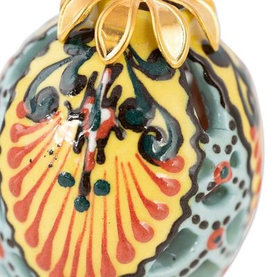 Alternate image for Hand-Painted Traditional Pinecone Ceramic Ornament Cathedral Pinecone