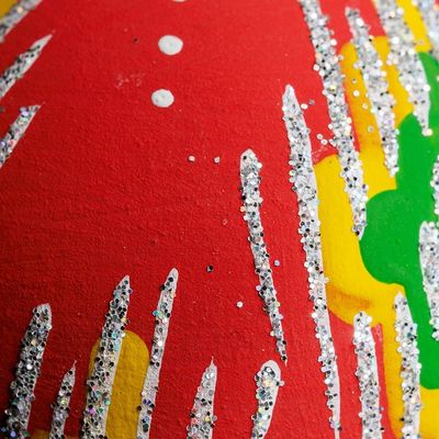 Alternate image for Hand-Painted Traditional Round Red Ceramic Ornament Red Folktales