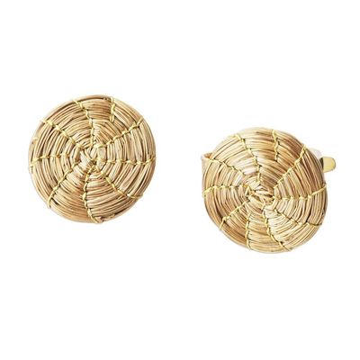 Alternate image for Gold Accent Golden Grass Sun Disk Clip-On Earrings Sun Disk