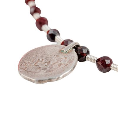 Alternate image for Bukhara Emirate Coin and Garnet Choker Pendant Necklace Passion from the Road