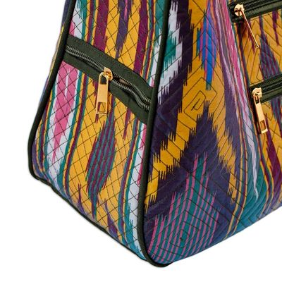 Alternate image for Colorful Ikat Handbag with Five Exterior Zippered Pockets Colors from the Road