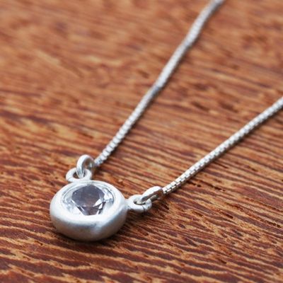 Alternate image for Brazilian White Topaz and Silver Petite Pendant Necklace Crystalline Sparkle