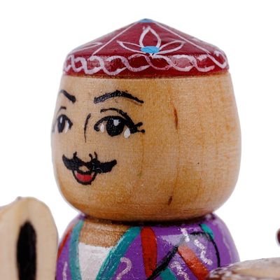 Alternate image for Painted Traditional Wood Figurine of Tajik Merchant  Donkey Tajik Vendor