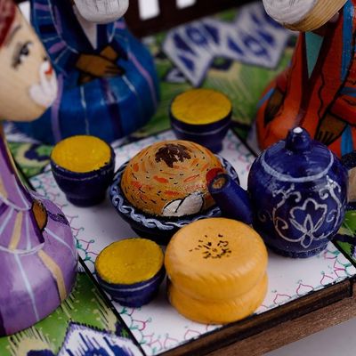 Alternate image for Hand-Painted Traditional Pine and Birch Wood Sculpture Sage Meeting