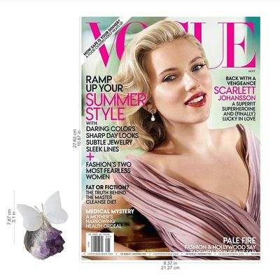 Alternate image for Butterfly With Selenite Wings on Amethyst Stone From Brazil Resting Butterfly