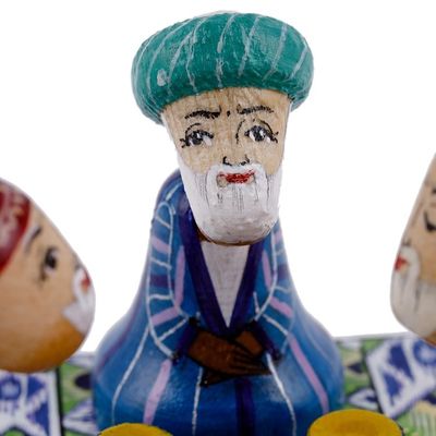 Alternate image for Hand-Painted Cultural Pine and Birch Wood Sculpture Sage Gathering