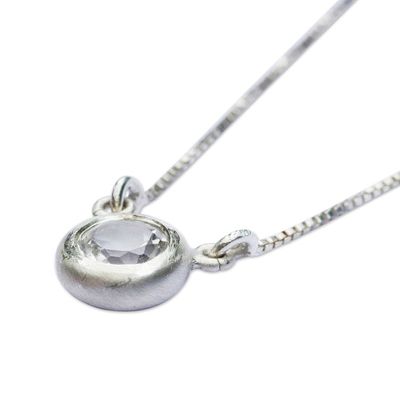 Alternate image for Brazilian White Topaz and Silver Petite Pendant Necklace Crystalline Sparkle