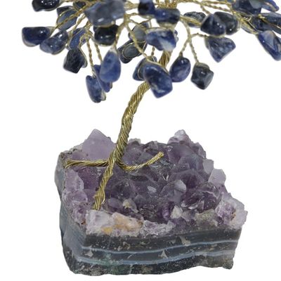 Alternate image for Sodalite and Amethyst Gemstone Tree Sculpture from Brazil Little Tree