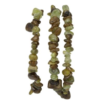 Alternate image for Green Garnet Beaded Stretch Bracelets Set of 3 Garnet Glory in Green