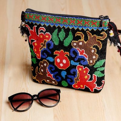 Alternate image for Pomegranate-Themed Iroki Embroidered Sling in Vibrant Hues Sweet Season