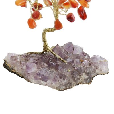 Alternate image for Carnelian and Amethyst Gemstone Tree Sculpture from Brazil Little Tree