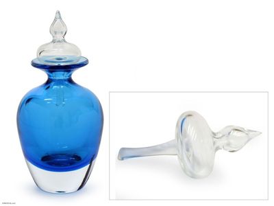 Alternate image for Murano Inspired handblown decorative bottle Surreal Blue