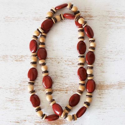 Alternate image for Long Beaded Necklace with Jasper Red River