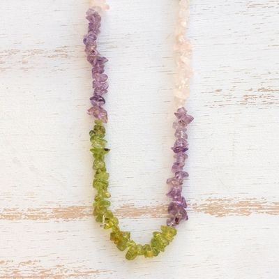 Alternate image for Long Multi-Gemstone Beaded Necklace Crafted in Brazil Colorful Mists