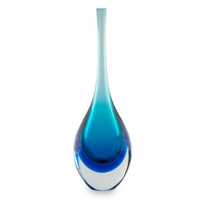 Alternate image for Blue Art Glass Murano Inspired Vase Levitating Sky
