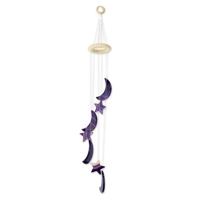 Alternate image for Purple Agate Moon and Star Wind Chimes from Brazil Purple Moon and Stars