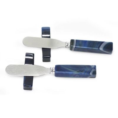 Alternate image for Agate Spreader Knives Handcrafted in Brazil Pair Sapphire Blue Deli