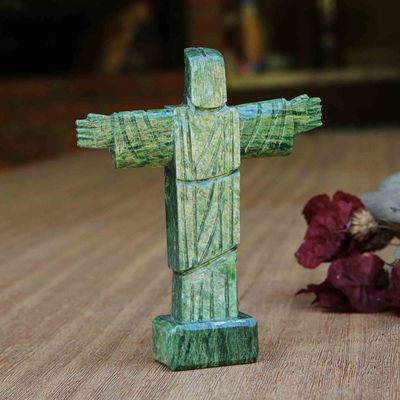 Alternate image for Christ the Redeemer-Inspired Handmade Serpentinite Sculpture Meditation of the Benevolent