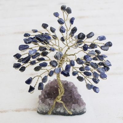 Alternate image for Handmade Sodalite Gemstone Tree Crafted in Brazil Mystical Tree