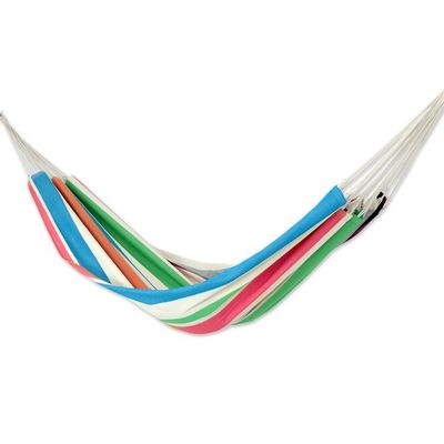 Alternate image for Brazilian Cotton Double Hammock in Tropical Tones Formosa Festa