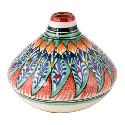 Alternate image for Glazed Ceramic Vase with Hand-Painted Motifs from Uzbekistan Uzbek Delight