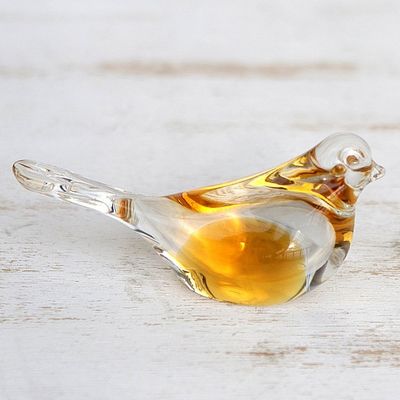 Alternate image for Handblown Brazilian Yellow Bird Art Glass Paperweight Canary